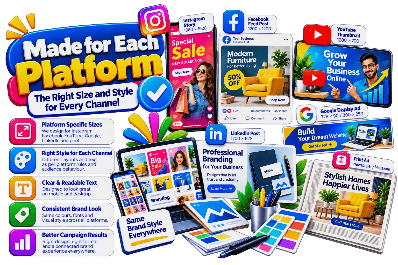 Illustration of digital advertising and social media marketing