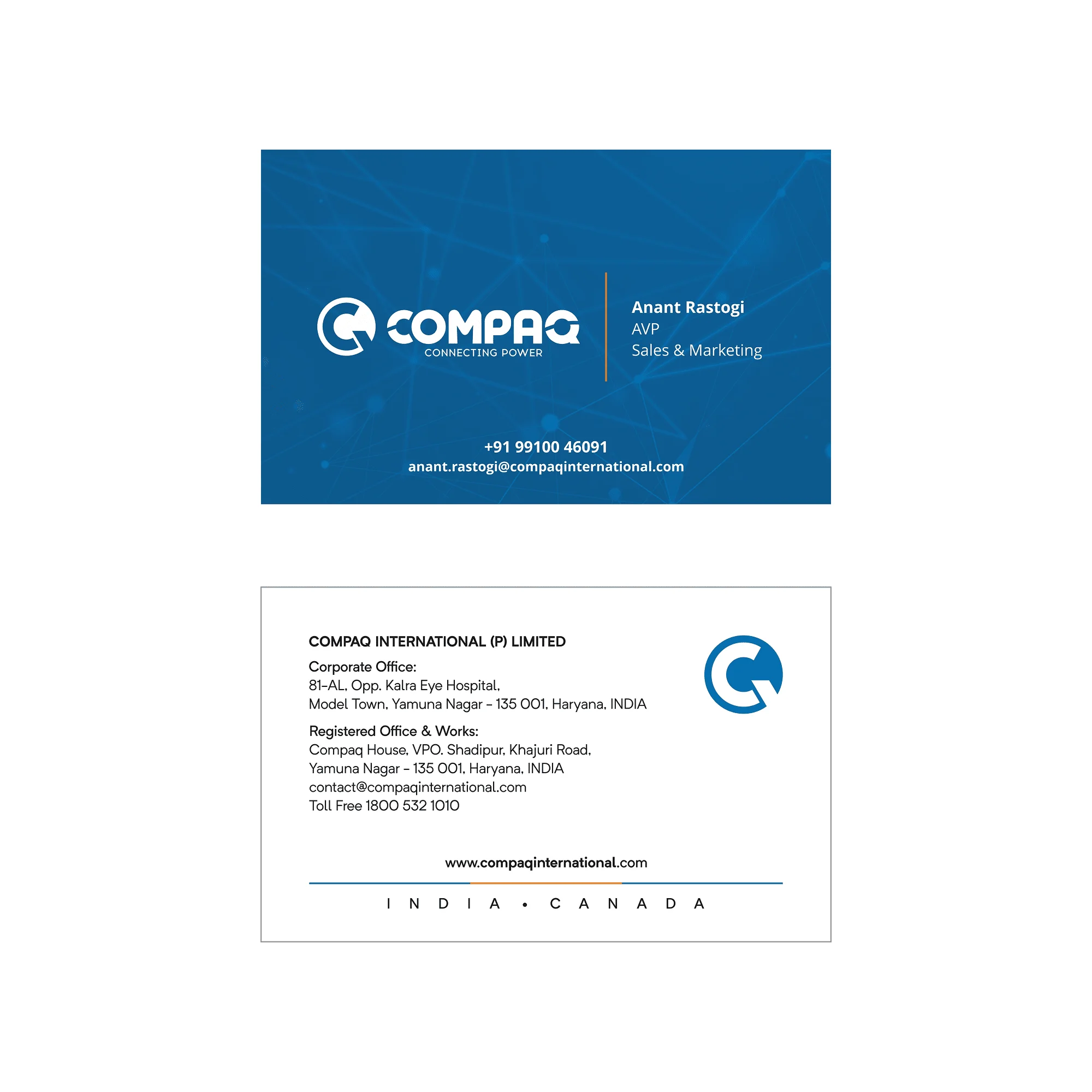 Compaq International – Business Card Design