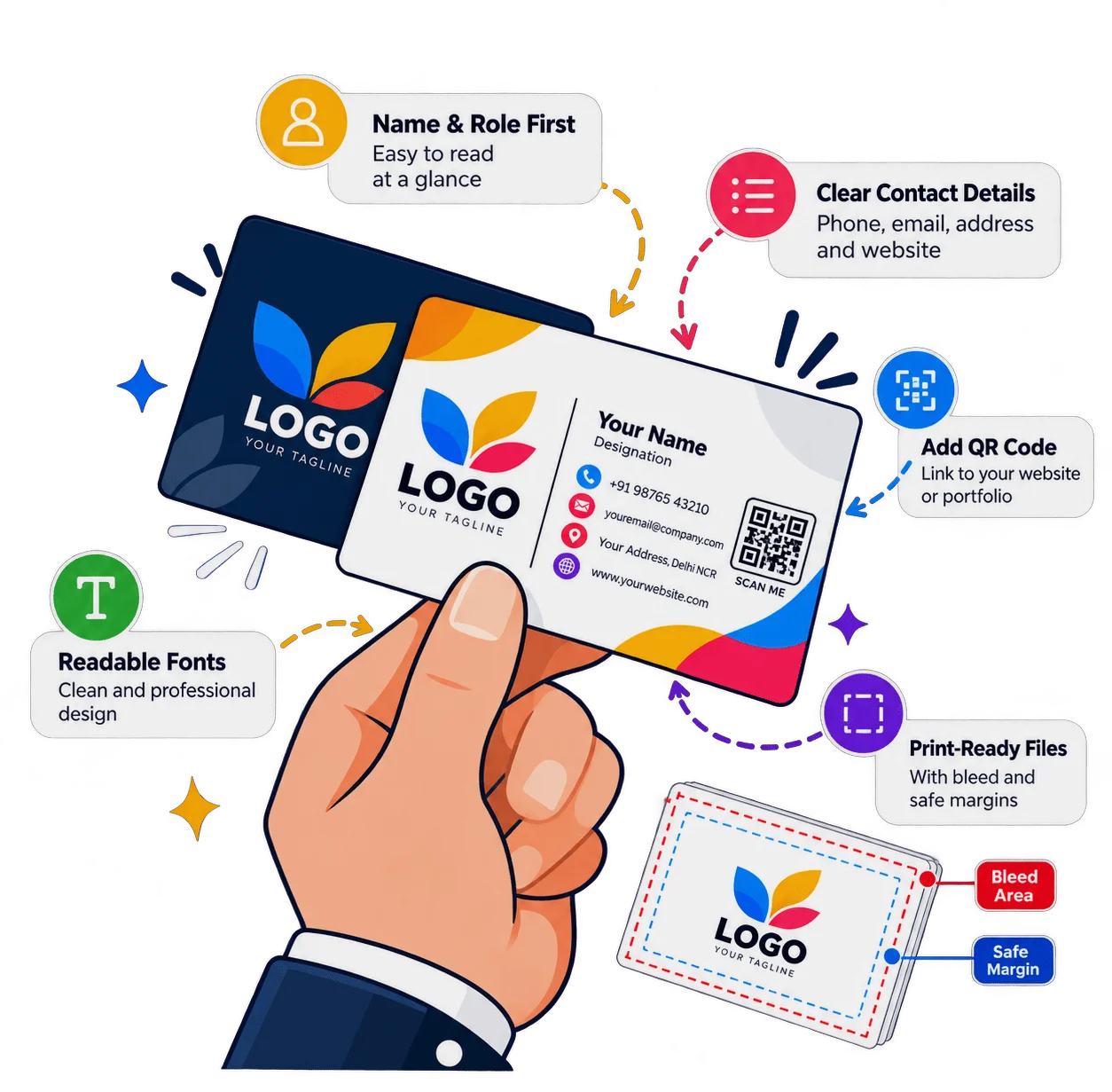 Graphic design illustration for printed business stationery