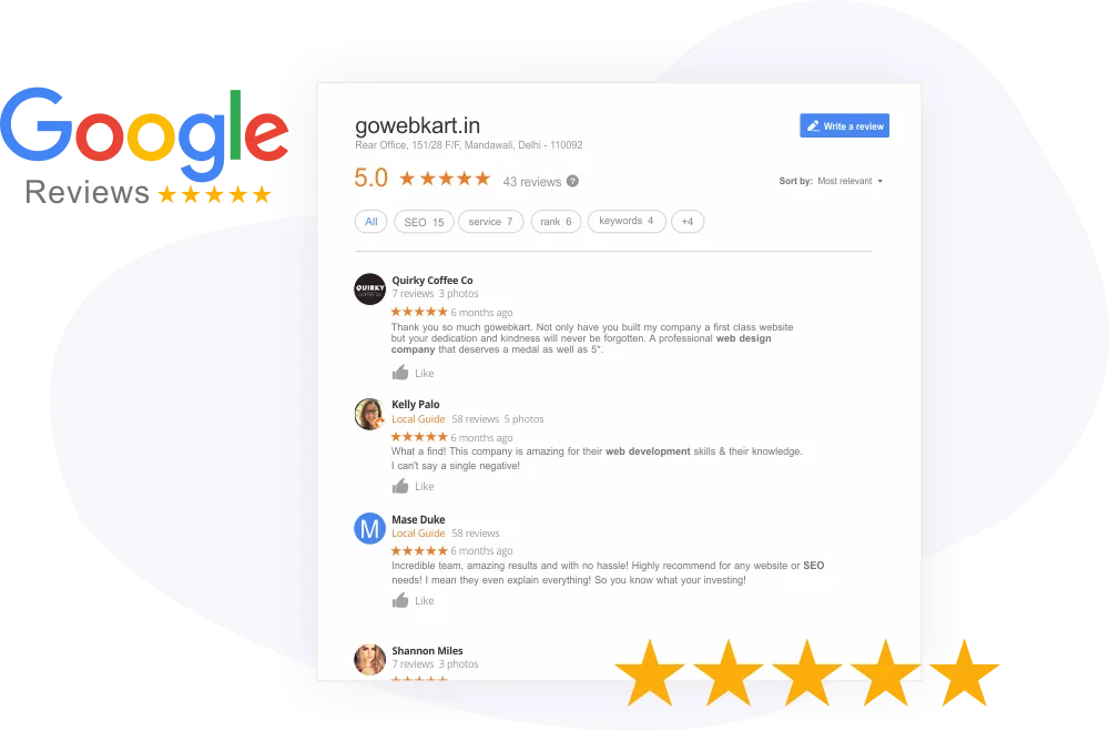 Gowebkart customer reviews on Google