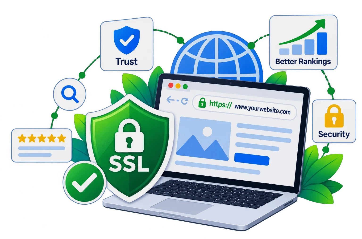 Why SSL certificates matter Illustration of secure web hosting servers