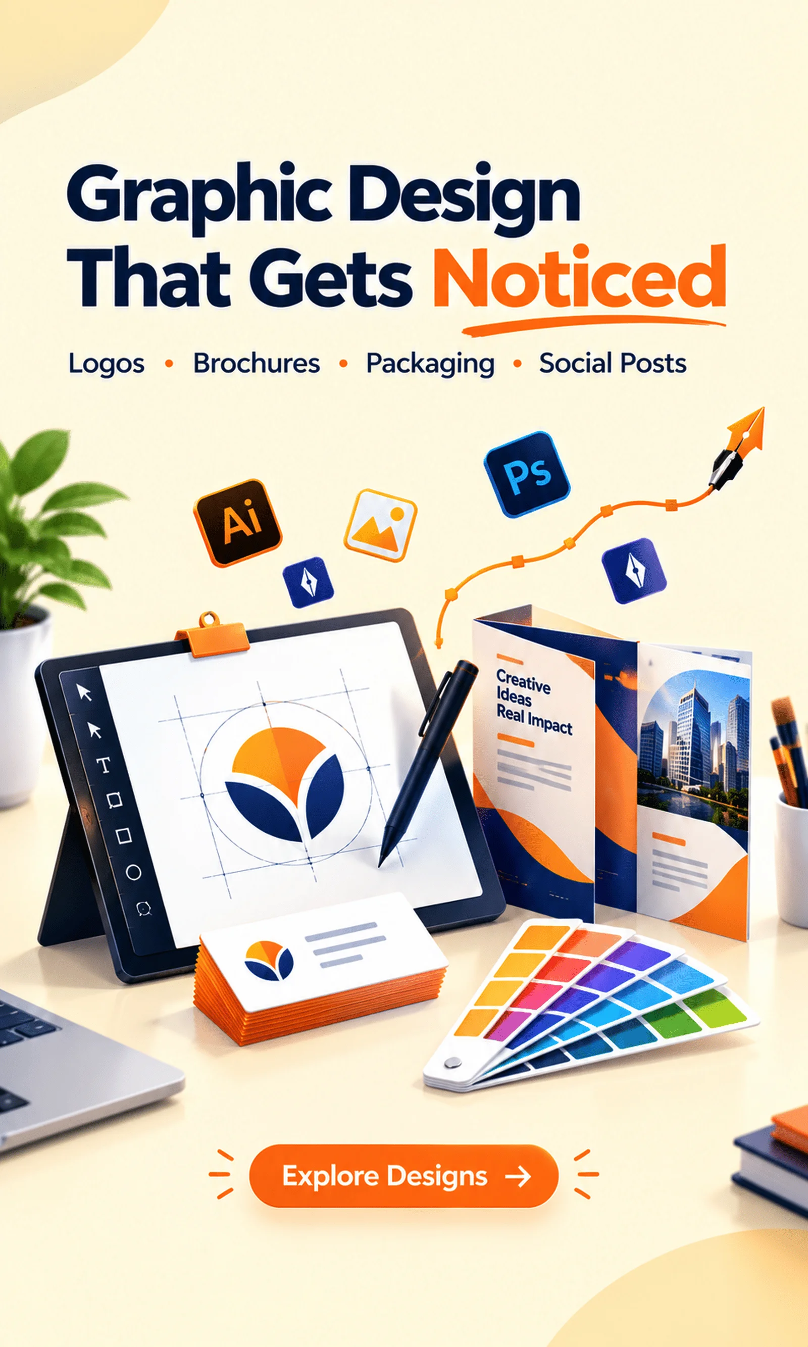 Graphic design that gets noticed – logos, brochures, packaging and social posts