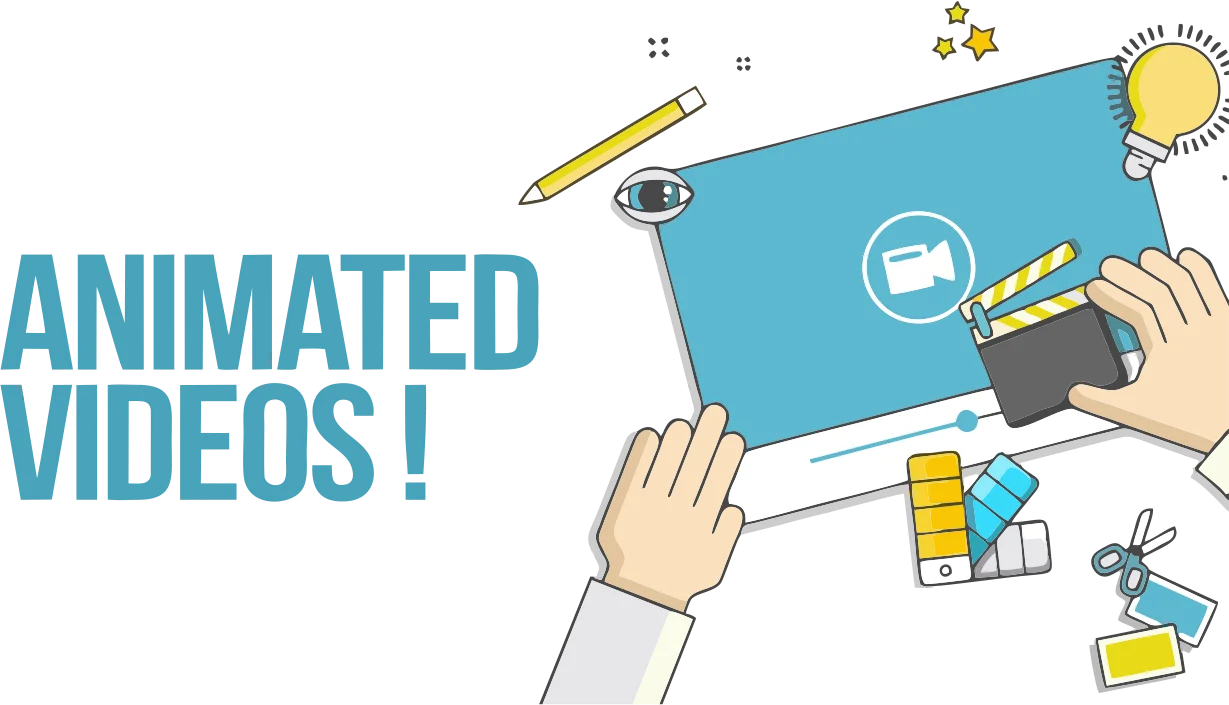 Animated and AI video options Illustration of video marketing and social media results